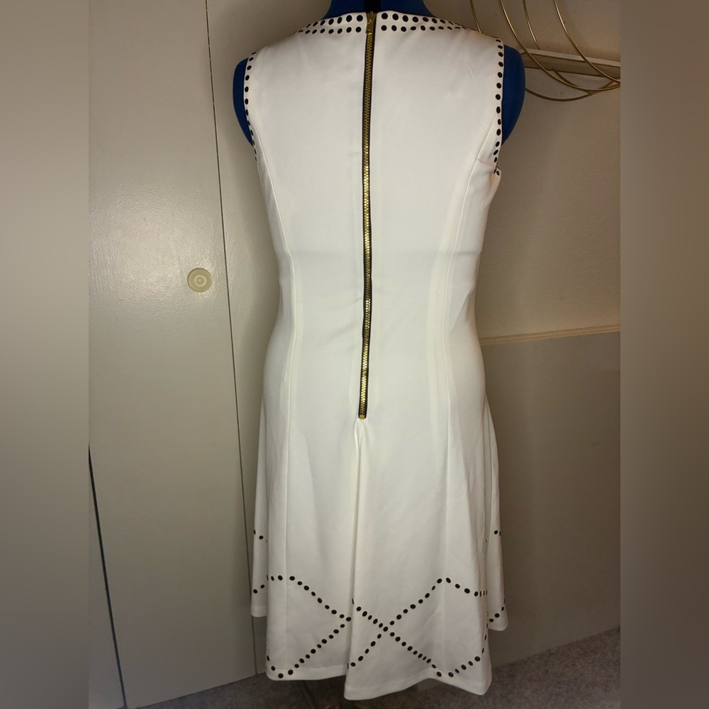 White Midi Dress with Black Stud Design - Picture 2 of 4